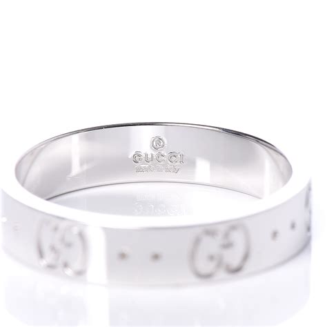 Gucci 18k White Gold 4mm Icon Thin Band Ring 52 6 450111