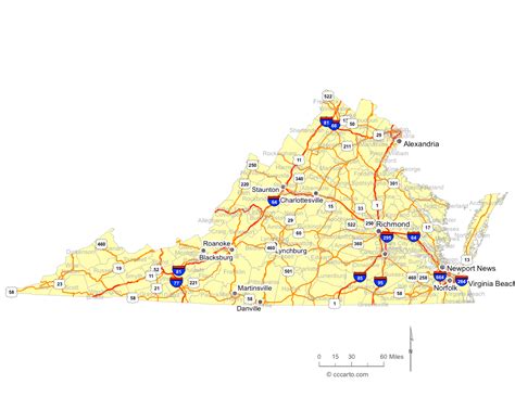 Map Of Virginia Cities Virginia Interstates Highways Road Map