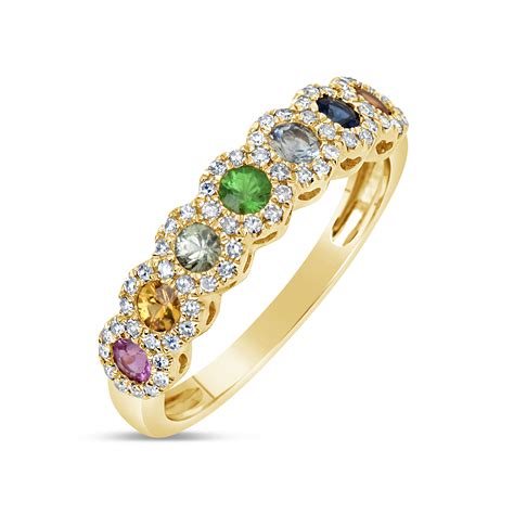 Dilamani Jewelry Rainbow Sapphire And Diamond Ring