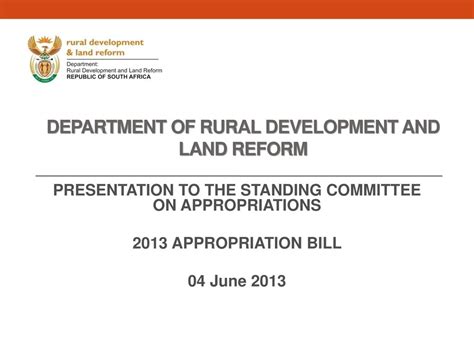 Department Of Rural Development And Land Reform Ppt Download