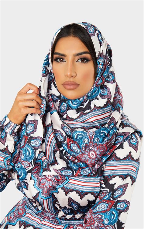 Blue Paisley Print Head Scarf Accessories Prettylittlething Ie