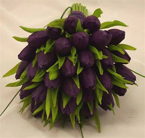 Purple Tulip Bridal Posy Bouquet Wedding Bouquets Silk And Artificial