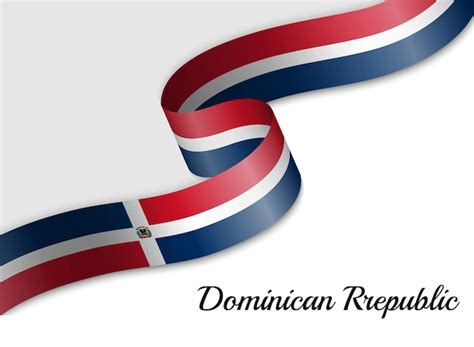 ondeando la bandera de cinta de república dominicana vector premium