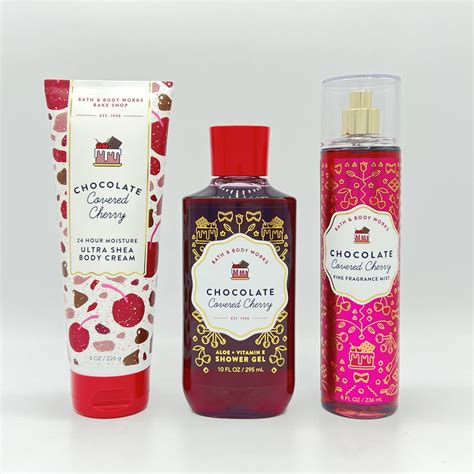 Bath And Body Works Chocolate Covered Cherry Body Cream Shower Gel And Fine Fragrance Mist 3