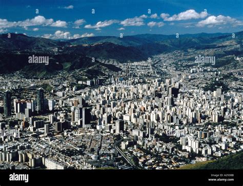 Wide Aerial View Of The Capital City Of Caracas Venezuela Stock Photo