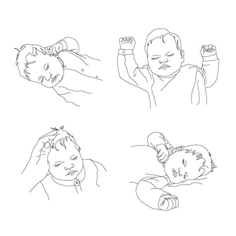 Premium Vector A Set Of Illustrations Of A Sleeping Baby Newborn
