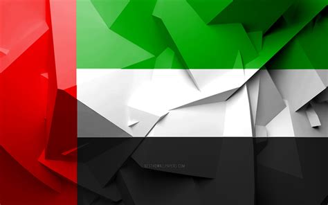 Download Wallpapers 4k Flag Of United Arab Emirates Geometric Art