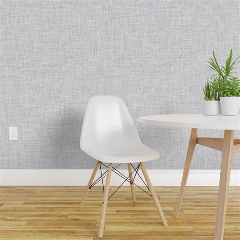 Peel And Stick Wallpaper 2ft Wide Cloud Gray Faux Woven Texture Look