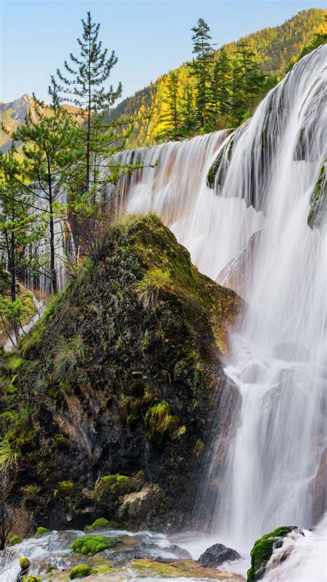 Pearl Shoal Waterfall In Sichuan China Backiee