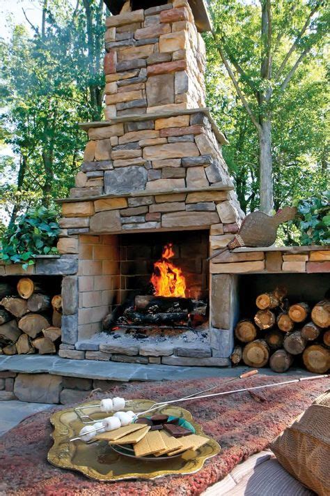 34 Beautiful Stone Fireplaces That Rock Backyard Fireplace Rustic