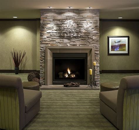 Decorations Interior Marvelous Stone Fireplace With Grey Sofa And