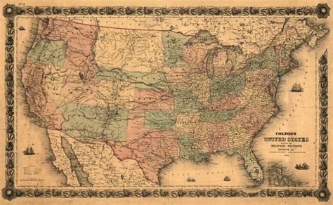 1861 Map Of United States Vintage United States Map United States