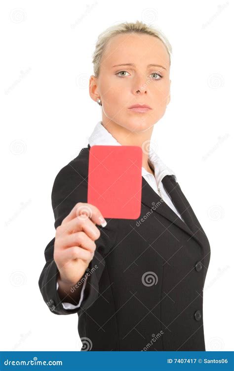 Angry Businesswoman Holding Red Card Stock Photos Free And Royalty Free