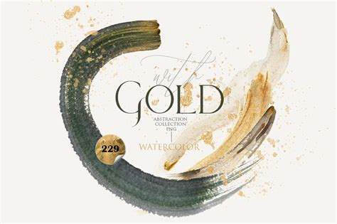 Abstract Gold Shapes Watercolor Art Design Cuts