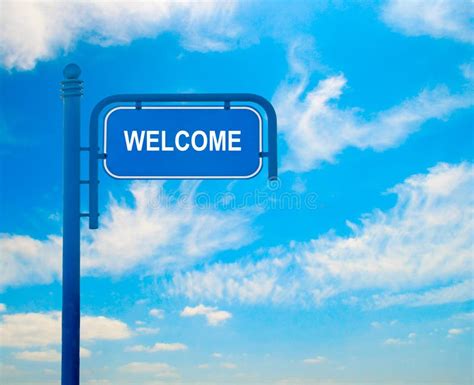 Road Sign Welcome Stock Image Image Of Chance Blue 109452031