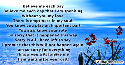 Believe me each day , Sorry Poem For Him