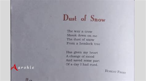 Summary Of Dust Of Snow By Robert Frost Ncert Class 10th First Flight