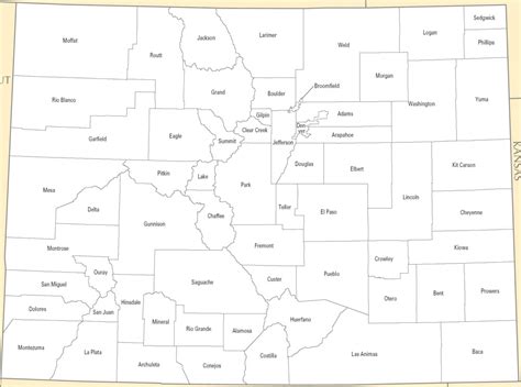 ♥ A Large Detailed Colorado State County Map