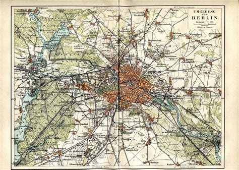 Ca 1890 Germany Berlin City Plan Antique Map Europe Map Antique Map