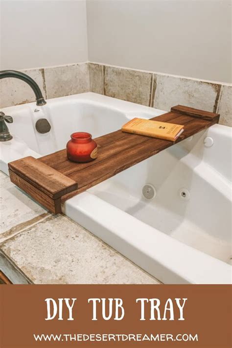 Stain the bathtub tray with your choice of wood stain colors. DIY Tub Tray | Tub tray, Diy bathtub, Diy slides