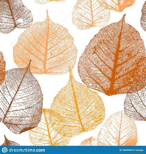 Seamless Floral Pattern With Autumn Leaves Stock Vector