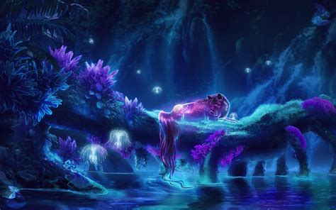 Download 2560x1600 Fantasy Creature Wolf Forest Water Magical