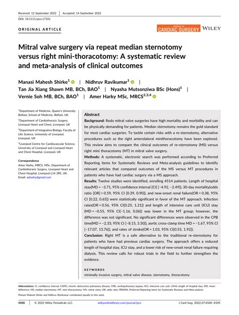 Mitral Valve Surgery Via Repeat Median Sternotomy Versus Right Mini