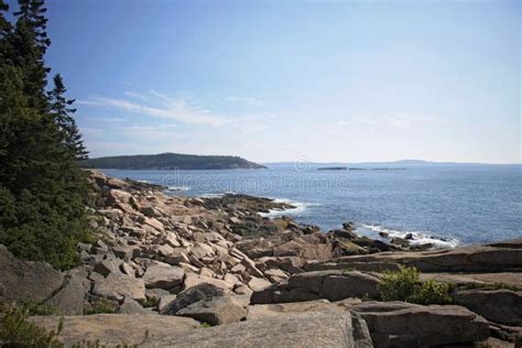Ocean Path Cliff Acadia National Park Bar Harbor Maine Stock Image