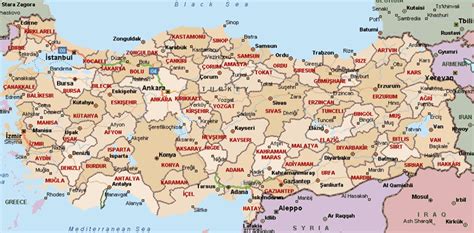 Turkije kaart geeft u heel veel mogelijkheden voor een veelzijdige vakantie in dit geweldige land. Landkaart Turkije