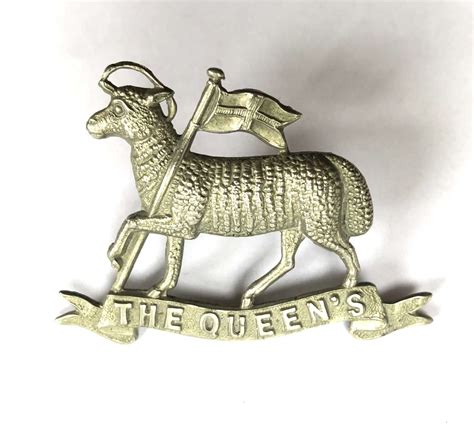 The Queens Royal West Surrey Regiment Pre1908 White Metal Cap Badge