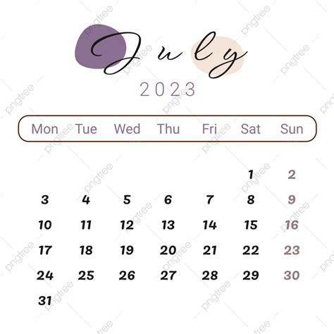 Aesthetic July 2023 Calendar With Purple Blobs July 2023 Juli 2023 Cloobx Hot Girl