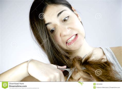 Long hair men should also know that their locks will require extra care. Crazy Girl Starting To Cut Her Long Hair For Desperation ...