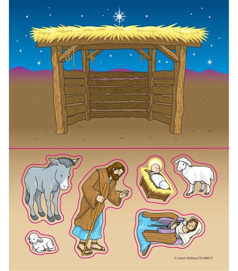 The Nativity Scene Is Depicted In This Paper Cutout Set With Sheep And
