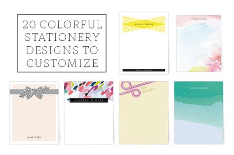 20 Colorful Stationery Designs To Customize Dream Green Diy