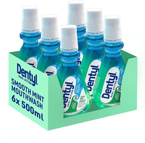 dentyl dual action smooth mint plaque reducing cpc mouthwash 6x500ml uk health