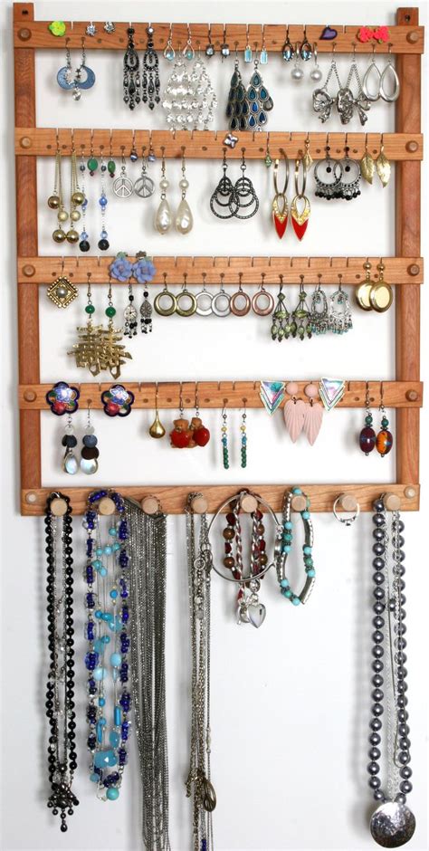 Wood Cherry Earring And Necklace Wall Organizer Earring Etsy