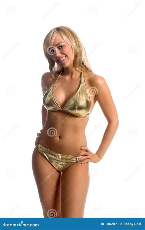 Goldbikini Blond Stockbild Bild Von Leder Swim Getrennt My Xxx Hot Girl