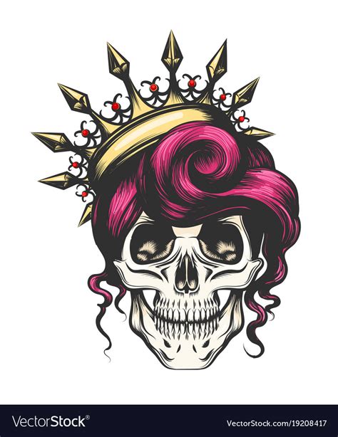 Female Skull In Crown Royalty Free Vector Image