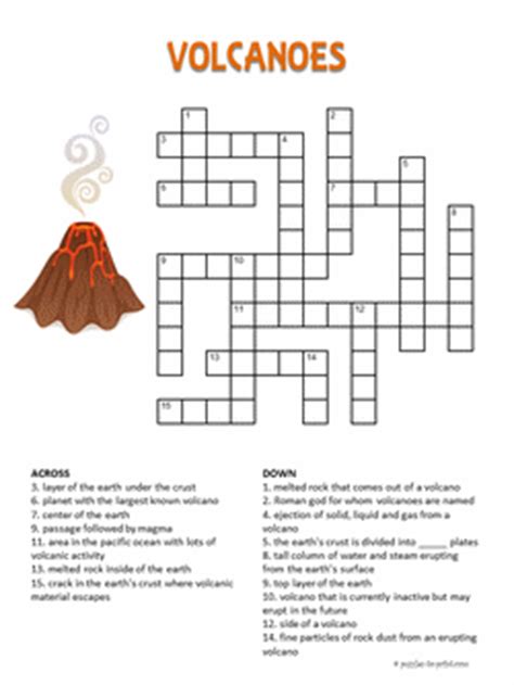 Use them when teaching kids vocabulary and facts in just about any subject area. Volcanoes Crossword for Kids