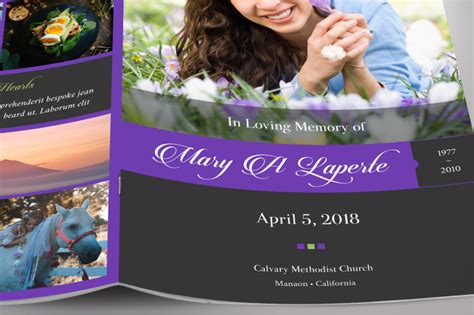 Remember Purple Funeral Program Word Publisher Template 8 Pages By