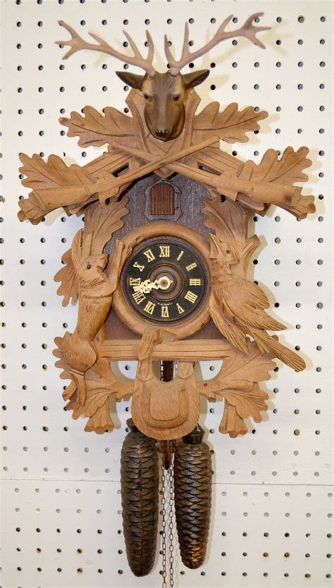 Sold Price German Black Forest Carved Cuckoo Clock With Deer Head And
