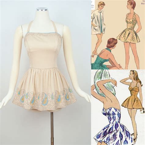 Vintage 50s Skirted Romper Playsuit 1950s Embroidered Gold Mint Paisley Border Print Floral