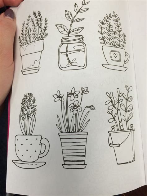 Flower Pot Doodles Doodle Drawings Flower Doodles Sketch Book