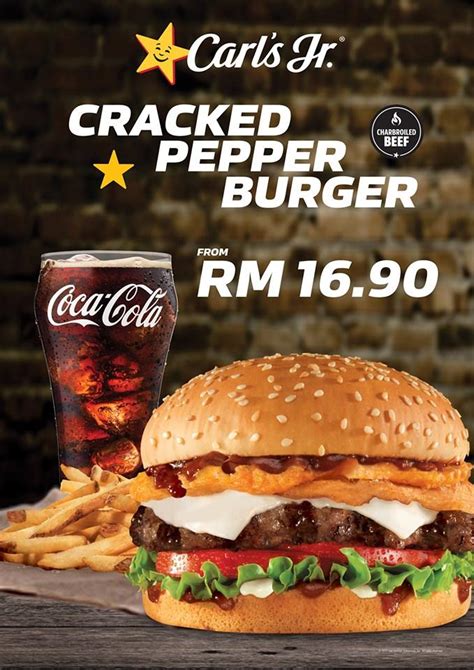 Every year 1.5 billions of pizza are prepared in 14 thousand restaurants in 110 countries. Carl's Jr. Cracked Pepper Burger for RM16.90
