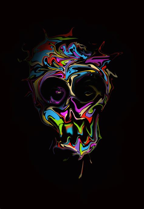 Find images of black background. digital art, Skull, Simple background, Colorful, Portrait ...