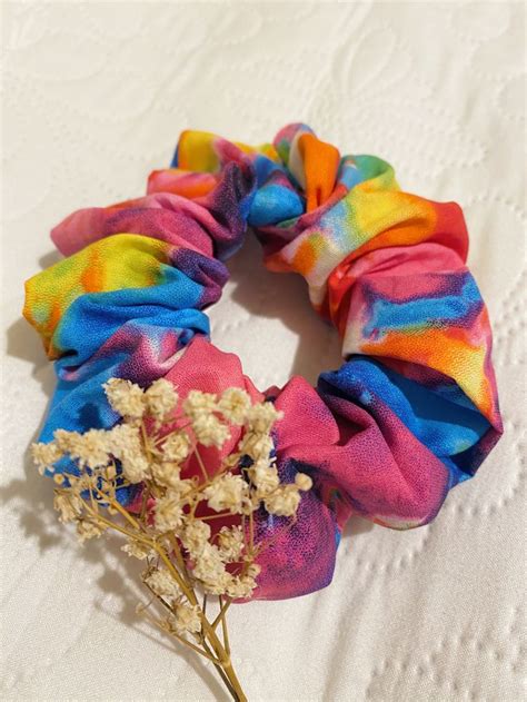 Rainbow Tie Dye Scrunchie Handmade Scrunchie Etsy Handmade