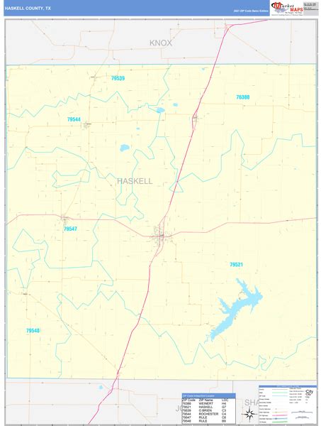 Haskell County Tx Zip Code Wall Map Basic Style By Marketmaps