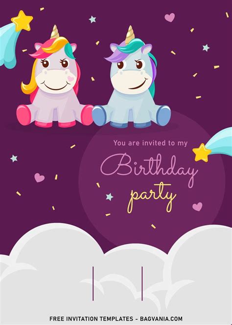 7 Magical Rainbow Unicorn Birthday Invitation Templates For Kids