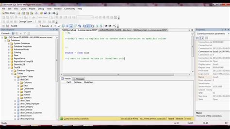 Alter table table_name add constraint constraint_name check (column_name condition) disable; Sql Server 2008 R2 Check Constraint - YouTube
