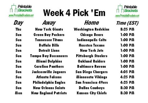 45 Hq Pictures Nfl Pick Em Week 4 Mountain Time Week 5 Nfl Schedule